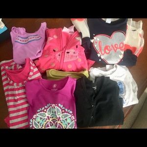 Lot: size 5 girls shirts, tunic dresses, cardigan